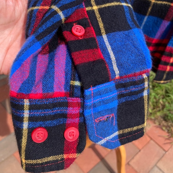 Vintage Electric Blue Plaid Flannel Shirt Pine Grove - Picture 10 of 16